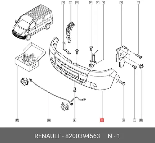 Бампер пер ботв RENAULT MASTER, 07 -10 8200394563