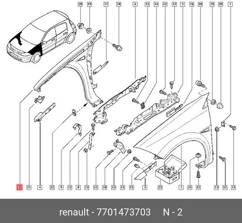 Крыло RENAULT 7701473703
