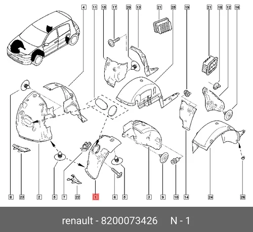 Подкрылок RENAULT 8200073426