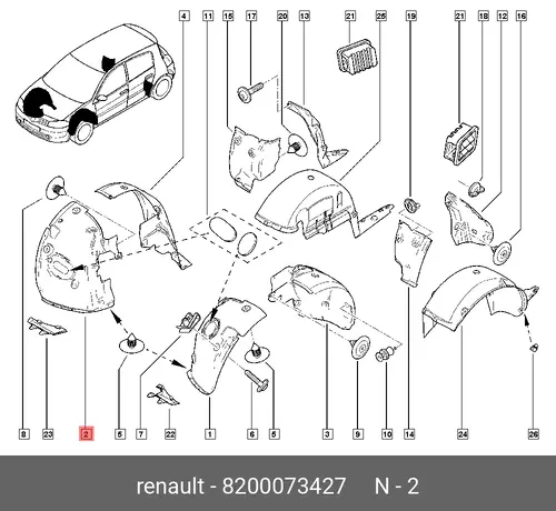 Подкрылок RENAULT 8200073427