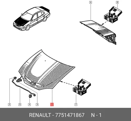 Капот RENAULT MEGANE (99-) 7751471867
