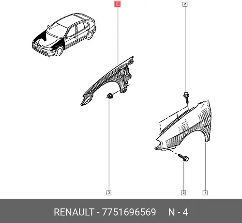 Крыло RENAULT 7751696569