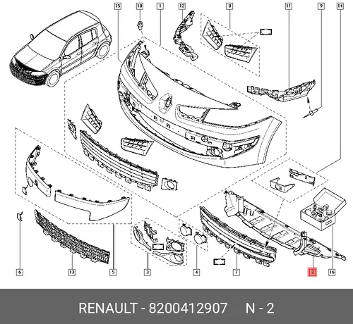 Дефлектор бампера переднего RENAULT Mega 8200412907