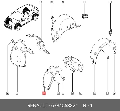 Подкрылок RENAULT 638455332R