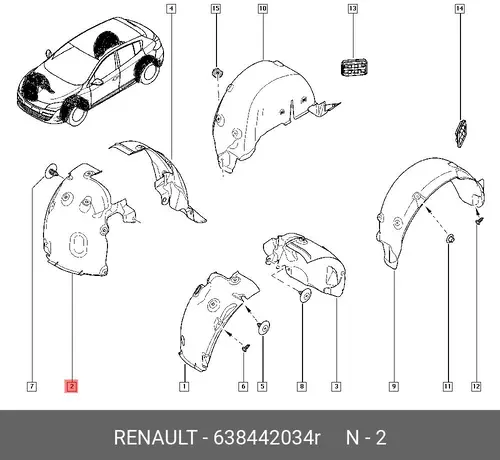 Подкрылок RENAULT 638442034R