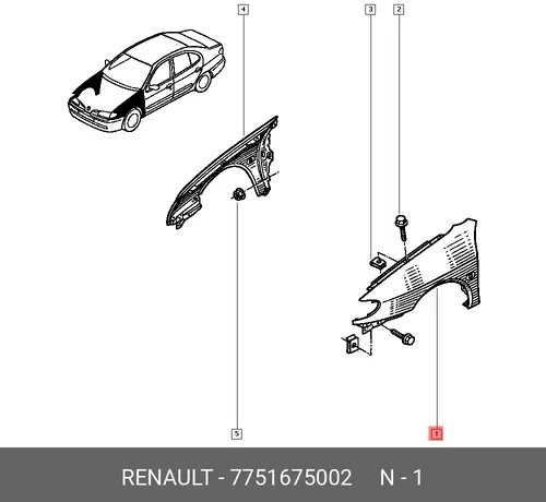 Крыло RENAULT 7751675002