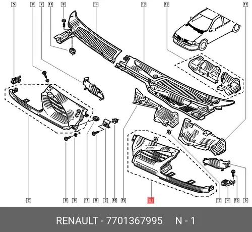 Решетка радиатора RENAULT 7701367995