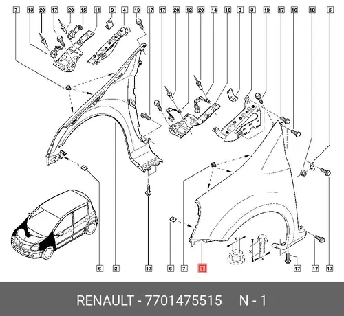 Крыло RENAULT 7701475515