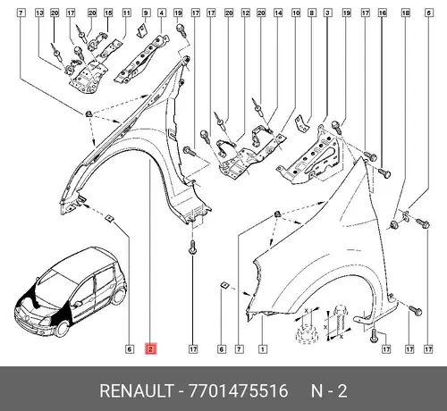 Крыло RENAULT 7701475516