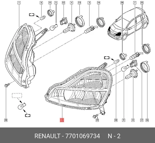 Фара RENAULT 7701069734