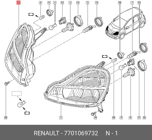Фара RENAULT 7701069732