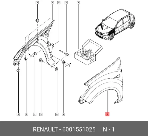Крыло RENAULT 6001551025