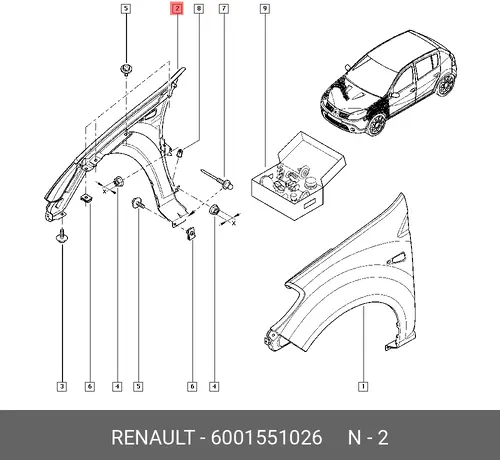 Крыло RENAULT 6001551026
