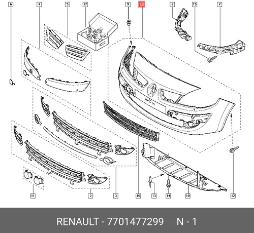 БАМПЕР ПЕР (ПЛАС) 7701477299 RENAULT