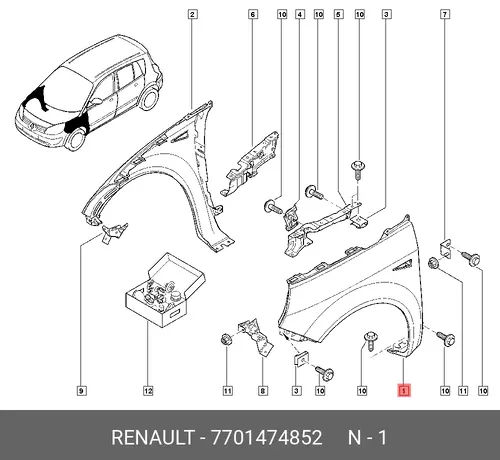 Крыло RENAULT 7701474852