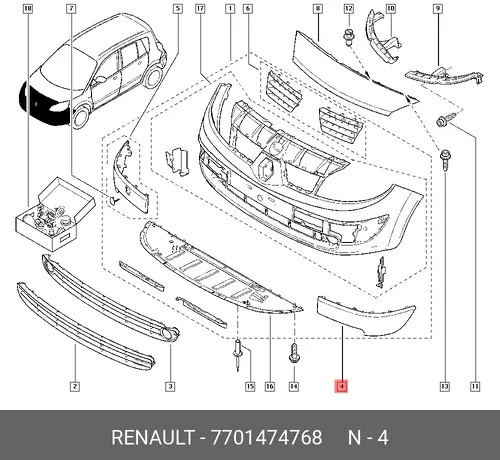НАКЛАДКА ПЕР БАМПЕРА (ПЛАС) 7701474768 RENAULT