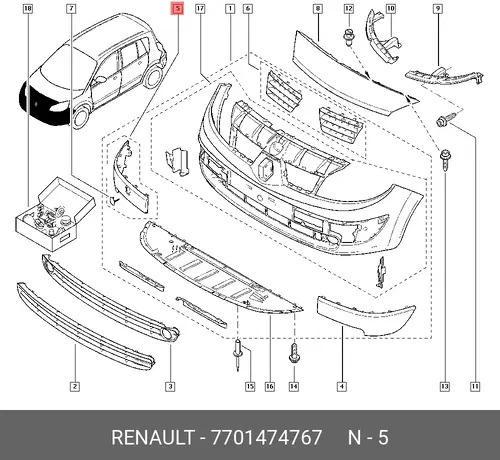 НАКЛАДКА БАМПЕРА ДЕКОР (ПЛАС) 7701474767 RENAULT