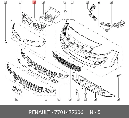 Решетка бампера RENAULT 7701477306