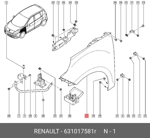 Крыло RENAULT 631017581R