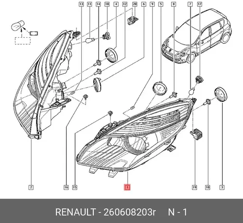 Фара RENAULT 260608203R