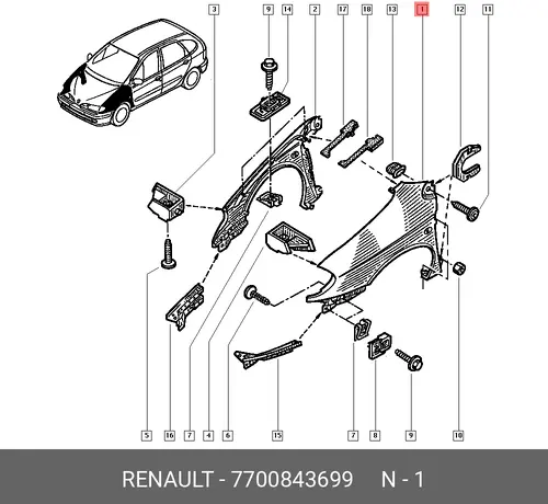 Крыло RENAULT 7700843699