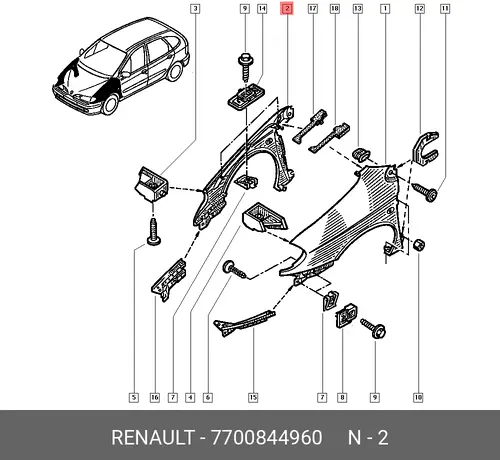 Крыло RENAULT 7700844960