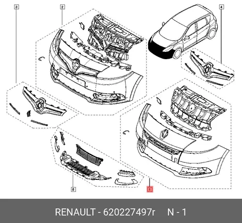Бампер пер черный с креплен RENAULT SCENIC, 12 - 620227497R