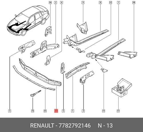 Усилитель бампера RENAULT 7782792146