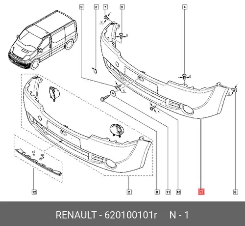 бампер передний!\ Renault 620100101R