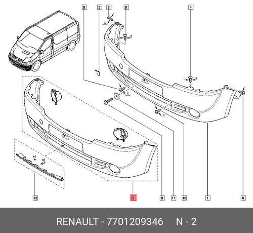 БАМПЕР ПЕР 7701209346 RENAULT
