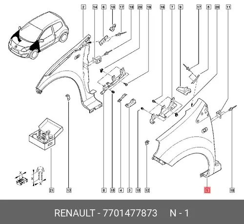 Крыло RENAULT 7701477873