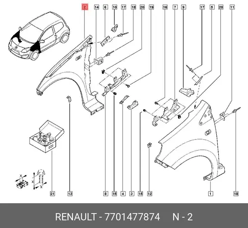 Крыло RENAULT 7701477874