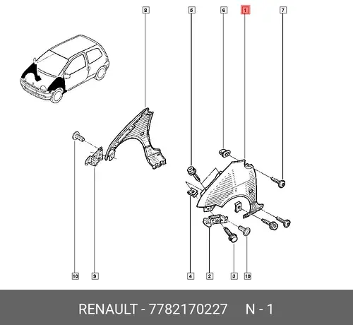 Крыло RENAULT 7782170227