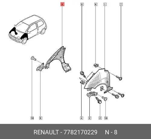 Крыло RENAULT 7782170229