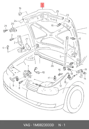 Капот SEAT TOLEDOLEON (99-04) 1M0823033D VAG