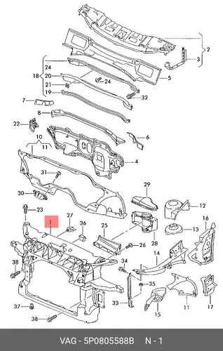  5P0805588B СТЕНКА ПЕРЕДНЯЯ VAG