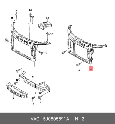 Стенка передняя 5J0805591A VAG