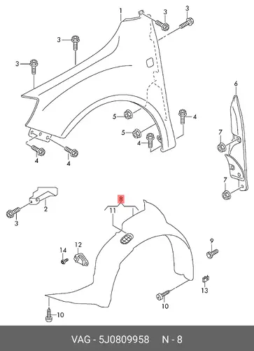 Подкрылок VAG 5J0809958