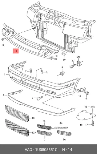 Усилитель бампера VAG 1U0805551C