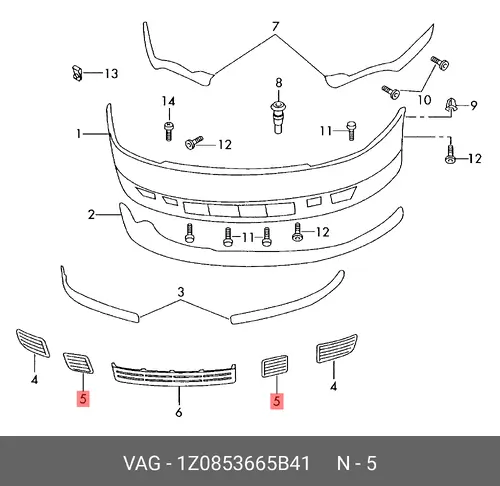 Решетка бампера VAG 1Z0853665B41