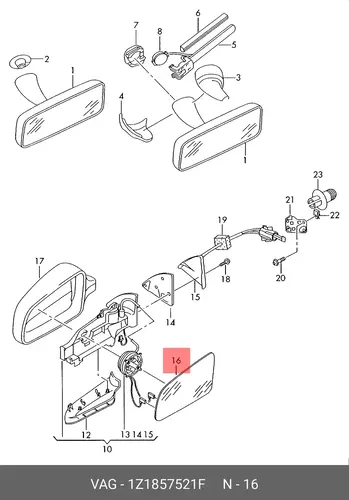 ЗЕРКАЛЬНЫЙ ЭЛЕМЕНТ ЛЕВЫЙ 1Z1857521F VAG