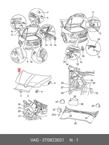 3T0823031 КАПОТ VAG