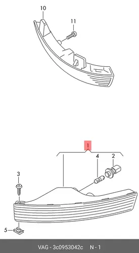 повторитель прав. бел. VW 3C0953042C VAG