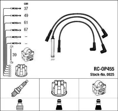 Комплект в/в проводов RC-OP455 825 NGK