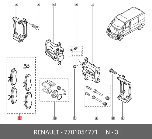 Тормозные колодки дисковые RENAULT 7701 054 771