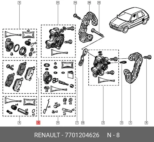 Тормозные колодки дисковые RENAULT 7701 204 626