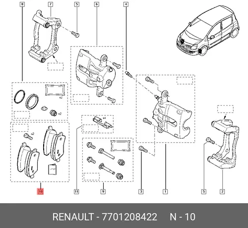Тормозные колодки дисковые RENAULT 7701 208 422