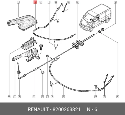 ТРОС РУЧН. ТОРМ. ПРАВ. TRAFIC 8200 263 821 RENAULT