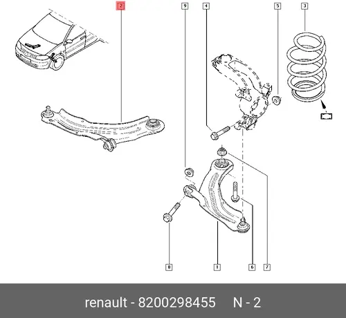 Рычаг подвески RENAULT 8200 298 455