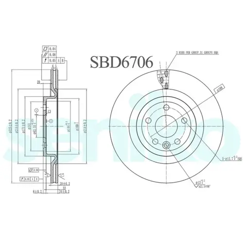 Тормозной диск SENIKO SBD6706